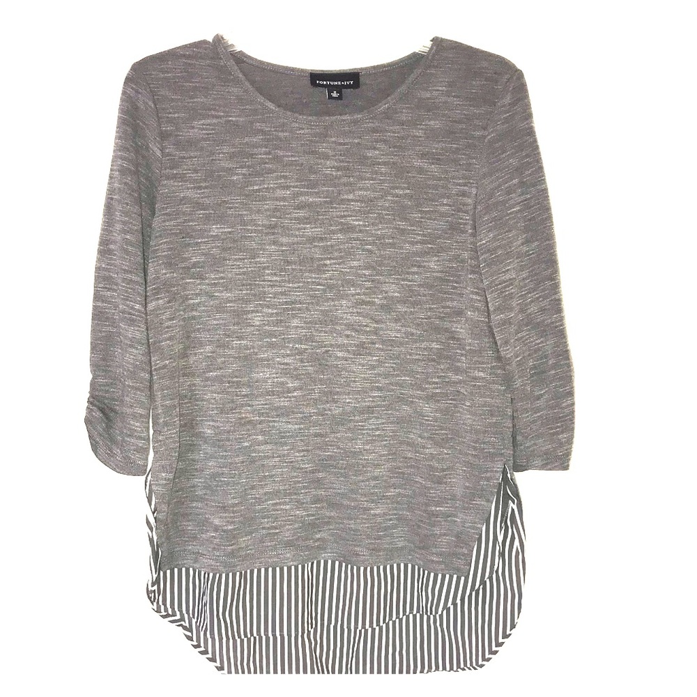 Fortune Ivy 3/4 Sleeve Gray Top